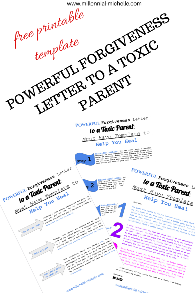 Powerful, free printable template for forgiveness letter to a toxic parent