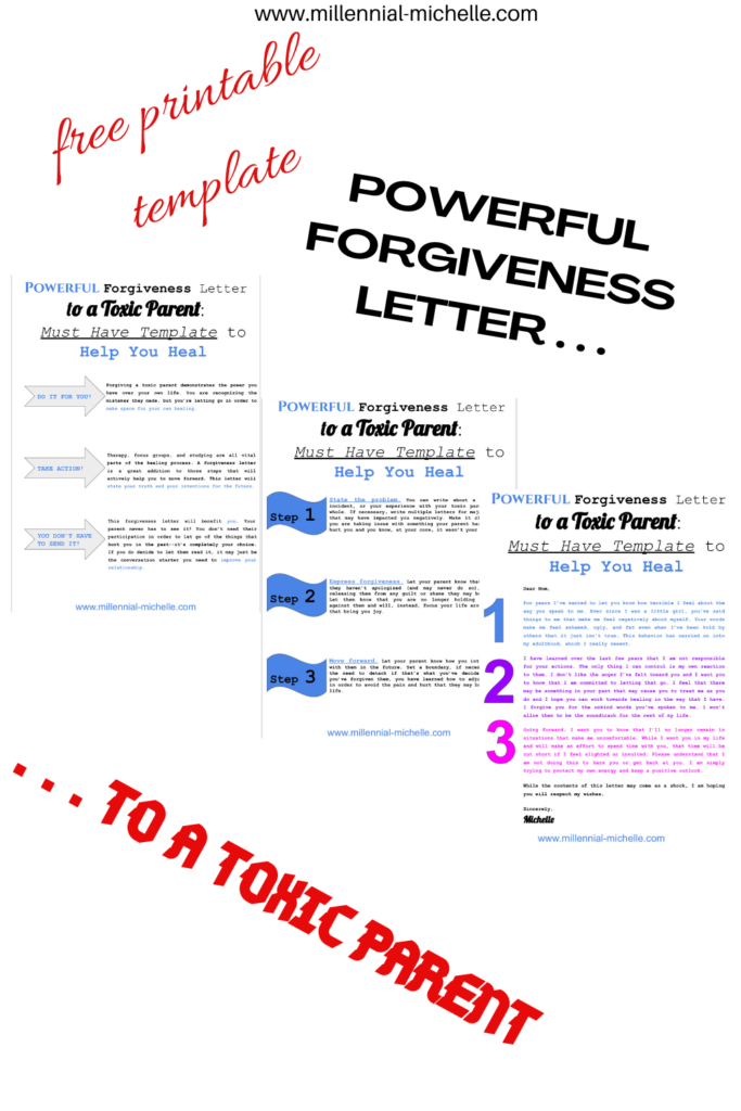 Free printable template for forgiveness letter to a toxic parent to promote healing